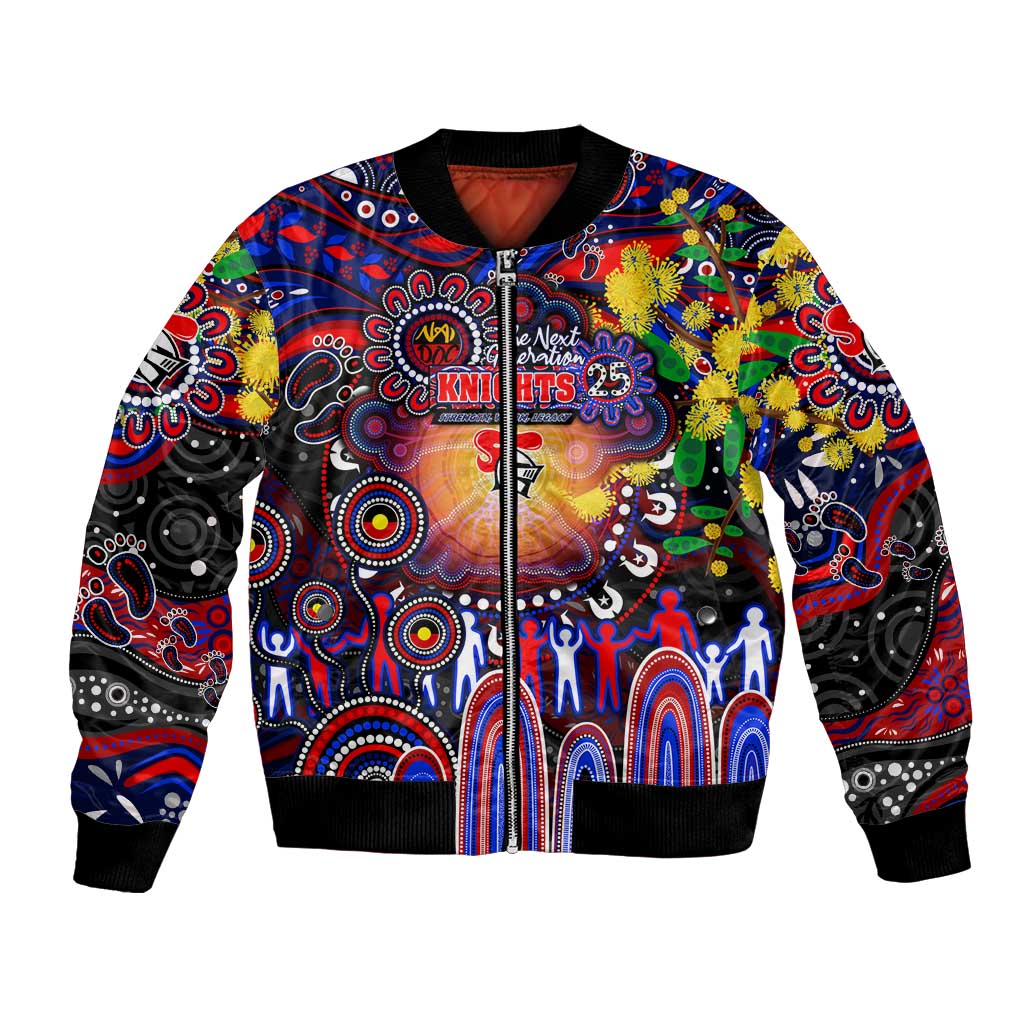 Personalised NAIDOC Week 2025 Knights Rugby Bomber Jacket Aboriginal Dot Painting