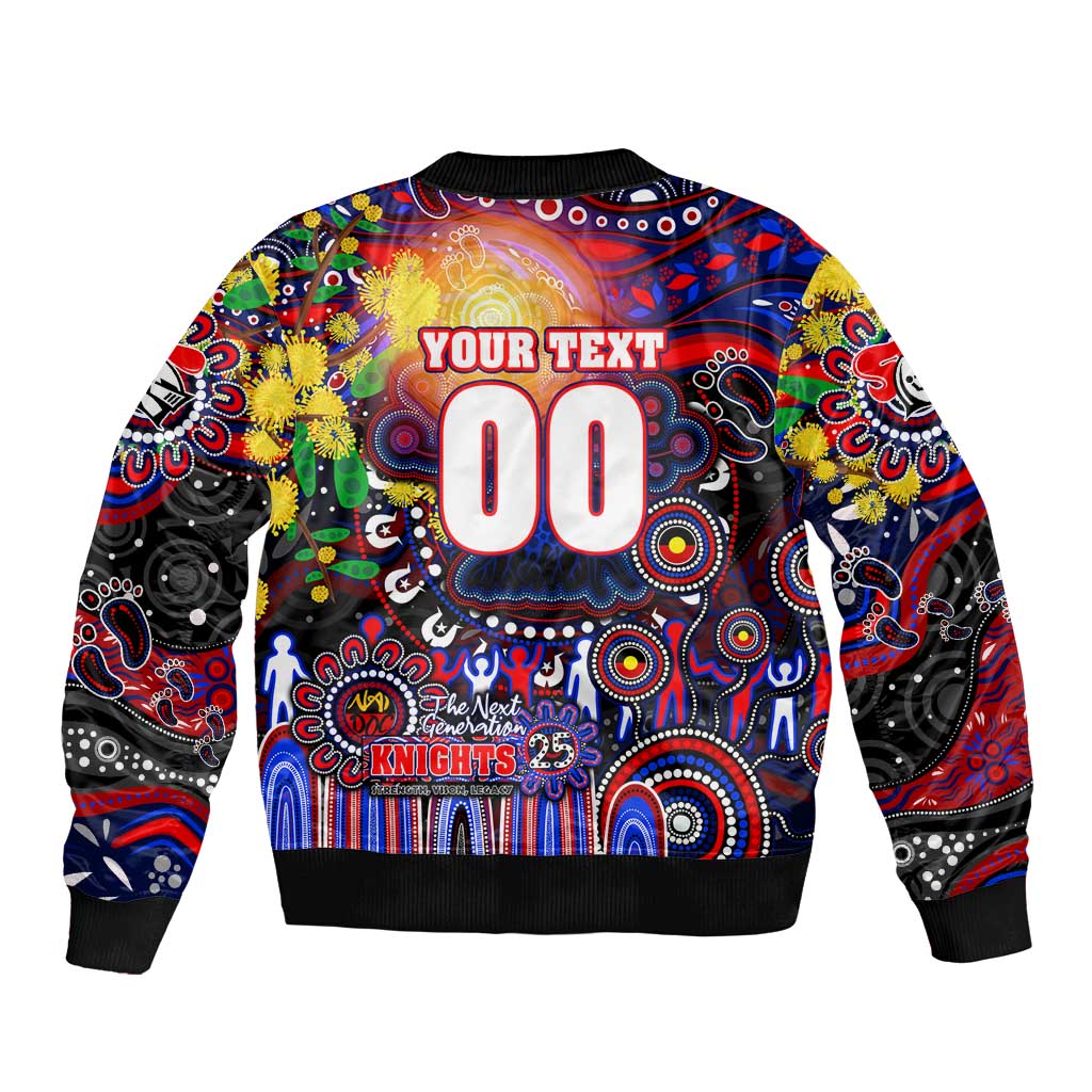 Personalised NAIDOC Week 2025 Knights Rugby Bomber Jacket Aboriginal Dot Painting