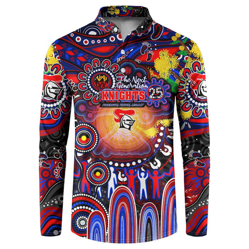 Personalised NAIDOC Week 2025 Knights Rugby Button Sweatshirt Aboriginal Dot Painting