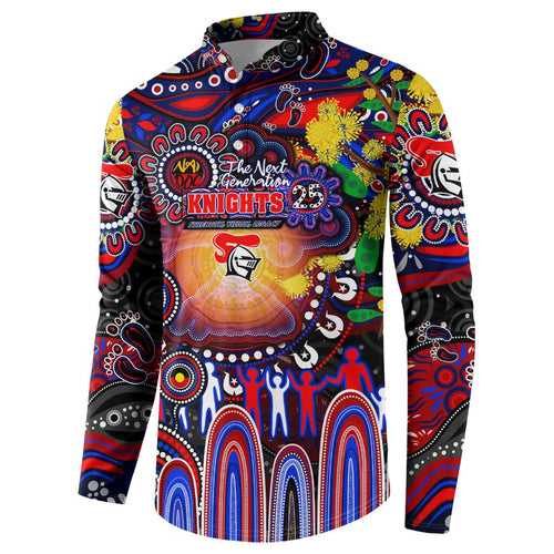 Personalised NAIDOC Week 2025 Knights Rugby Button Sweatshirt Aboriginal Dot Painting