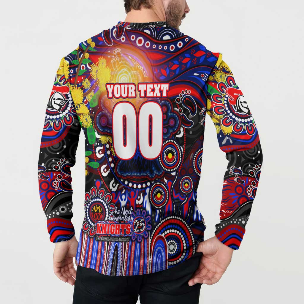 Personalised NAIDOC Week 2025 Knights Rugby Button Sweatshirt Aboriginal Dot Painting