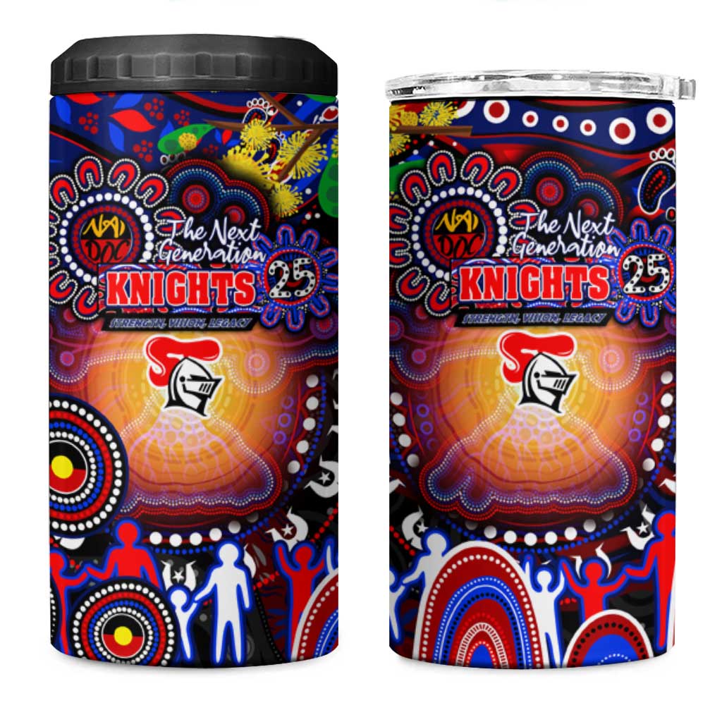 NAIDOC Week 2025 Knights Rugby 4 in 1 Can Cooler Tumbler Aboriginal Dot Painting