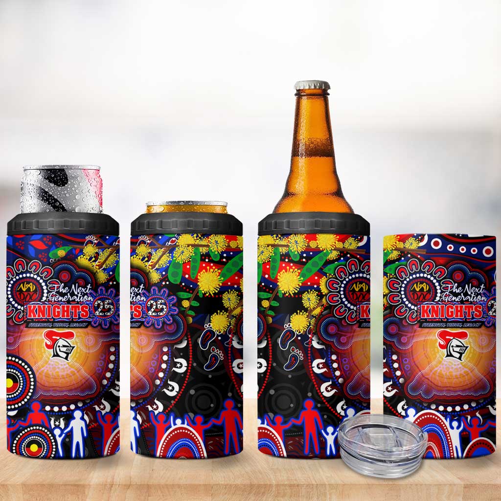 NAIDOC Week 2025 Knights Rugby 4 in 1 Can Cooler Tumbler Aboriginal Dot Painting