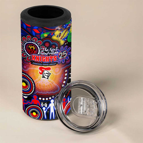 NAIDOC Week 2025 Knights Rugby 4 in 1 Can Cooler Tumbler Aboriginal Dot Painting