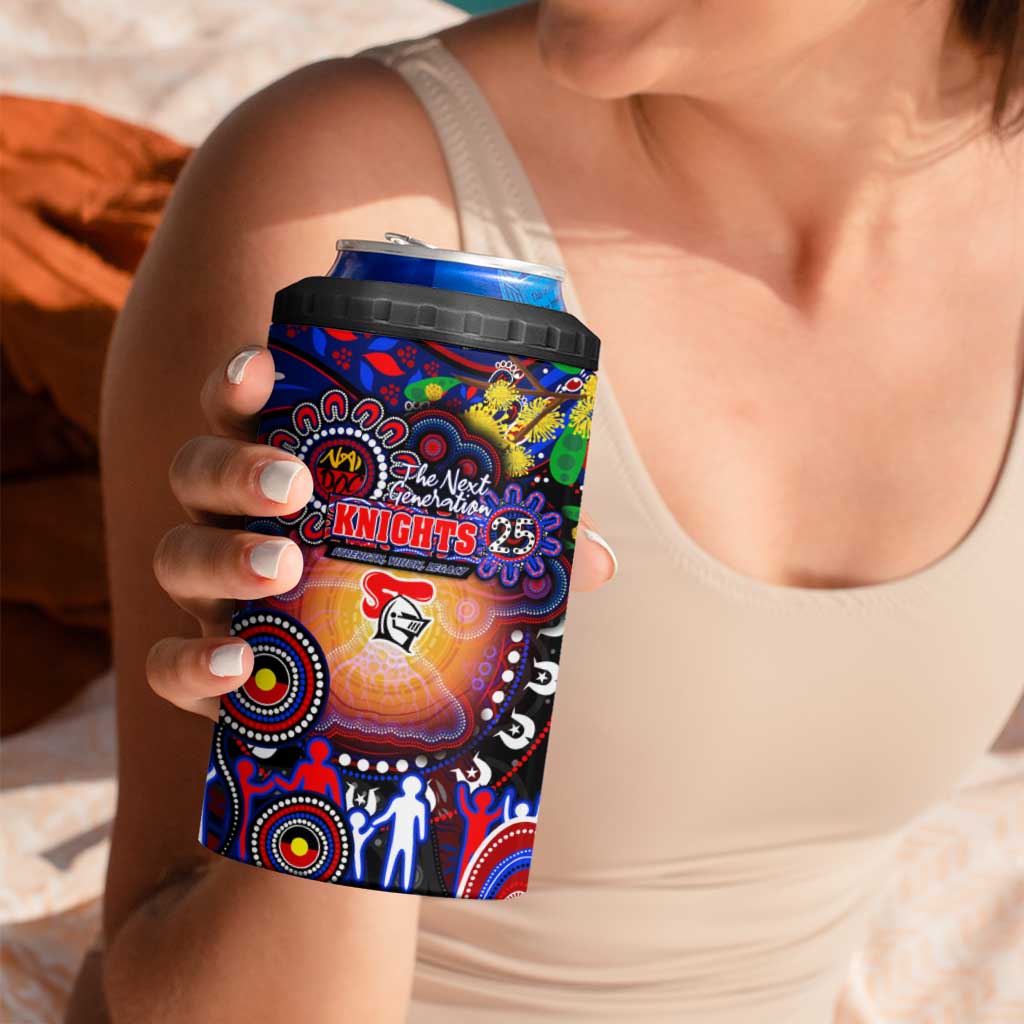 NAIDOC Week 2025 Knights Rugby 4 in 1 Can Cooler Tumbler Aboriginal Dot Painting