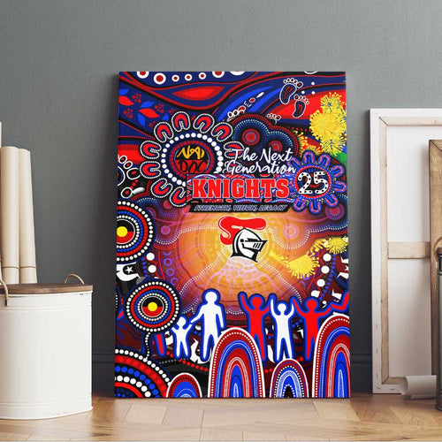 NAIDOC Week 2025 Knights Rugby Canvas Wall Art Aboriginal Dot Painting