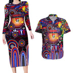 Personalised NAIDOC Week 2025 Knights Rugby Couples Matching Long Sleeve Bodycon Dress and Hawaiian Shirt Aboriginal Dot Painting