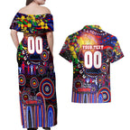 Personalised NAIDOC Week 2025 Knights Rugby Couples Matching Off Shoulder Maxi Dress and Hawaiian Shirt Aboriginal Dot Painting
