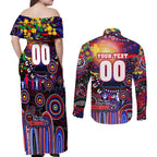 Personalised NAIDOC Week 2025 Knights Rugby Couples Matching Off Shoulder Maxi Dress and Long Sleeve Button Shirt Aboriginal Dot Painting