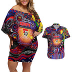 Personalised NAIDOC Week 2025 Knights Rugby Couples Matching Off Shoulder Short Dress and Hawaiian Shirt Aboriginal Dot Painting