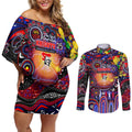Personalised NAIDOC Week 2025 Knights Rugby Couples Matching Off Shoulder Short Dress and Long Sleeve Button Shirt Aboriginal Dot Painting