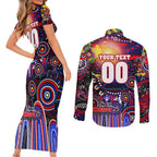 Personalised NAIDOC Week 2025 Knights Rugby Couples Matching Short Sleeve Bodycon Dress and Long Sleeve Button Shirt Aboriginal Dot Painting