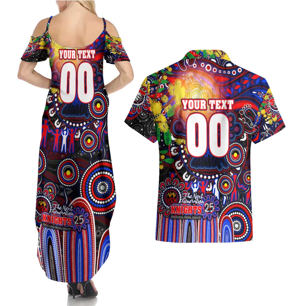 Personalised NAIDOC Week 2025 Knights Rugby Couples Matching Summer Maxi Dress and Hawaiian Shirt Aboriginal Dot Painting