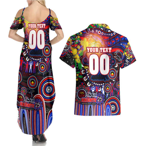 Personalised NAIDOC Week 2025 Knights Rugby Couples Matching Summer Maxi Dress and Hawaiian Shirt Aboriginal Dot Painting