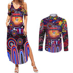 Personalised NAIDOC Week 2025 Knights Rugby Couples Matching Summer Maxi Dress and Long Sleeve Button Shirt Aboriginal Dot Painting