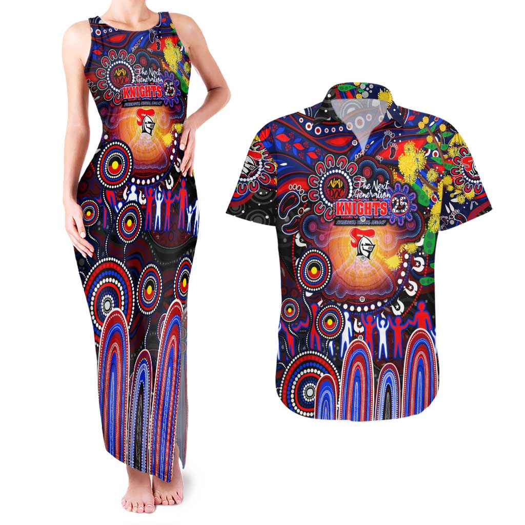 Personalised NAIDOC Week 2025 Knights Rugby Couples Matching Tank Maxi Dress and Hawaiian Shirt Aboriginal Dot Painting