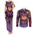 Personalised NAIDOC Week 2025 Knights Rugby Couples Matching Tank Maxi Dress and Long Sleeve Button Shirt Aboriginal Dot Painting