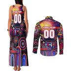 Personalised NAIDOC Week 2025 Knights Rugby Couples Matching Tank Maxi Dress and Long Sleeve Button Shirt Aboriginal Dot Painting