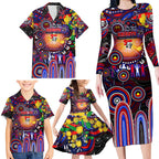 Personalised NAIDOC Week 2025 Knights Rugby Family Matching Long Sleeve Bodycon Dress and Hawaiian Shirt Aboriginal Dot Painting