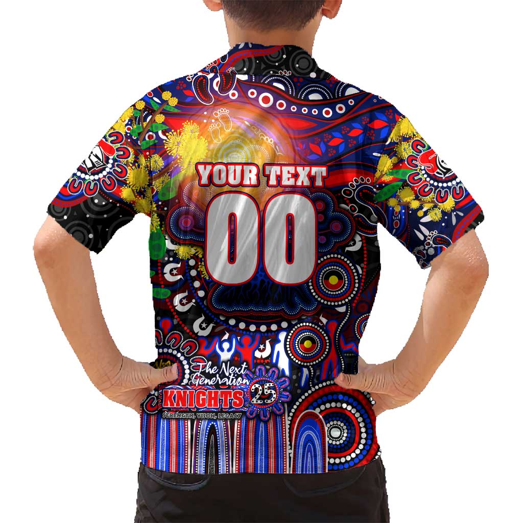 Personalised NAIDOC Week 2025 Knights Rugby Family Matching Long Sleeve Bodycon Dress and Hawaiian Shirt Aboriginal Dot Painting