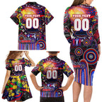 Personalised NAIDOC Week 2025 Knights Rugby Family Matching Long Sleeve Bodycon Dress and Hawaiian Shirt Aboriginal Dot Painting