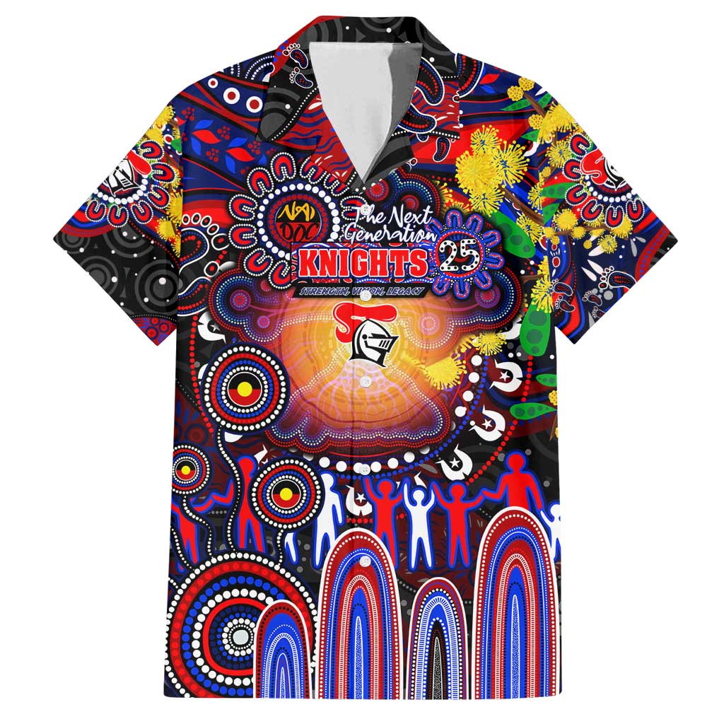 Personalised NAIDOC Week 2025 Knights Rugby Family Matching Long Sleeve Bodycon Dress and Hawaiian Shirt Aboriginal Dot Painting