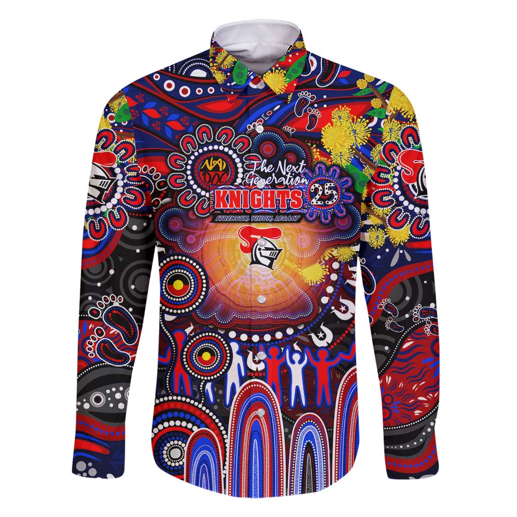 Personalised NAIDOC Week 2025 Knights Rugby Family Matching Long Sleeve Bodycon Dress and Hawaiian Shirt Aboriginal Dot Painting