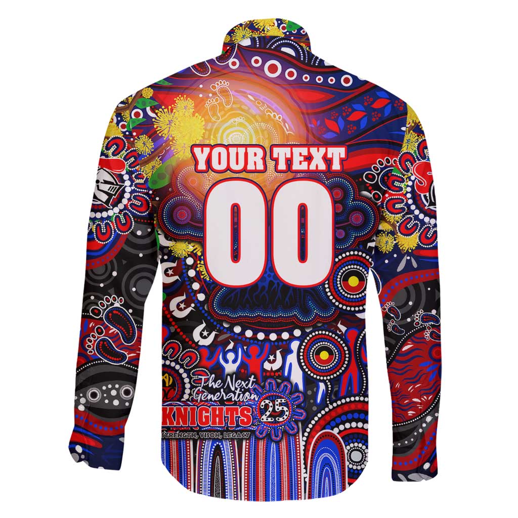 Personalised NAIDOC Week 2025 Knights Rugby Family Matching Long Sleeve Bodycon Dress and Hawaiian Shirt Aboriginal Dot Painting