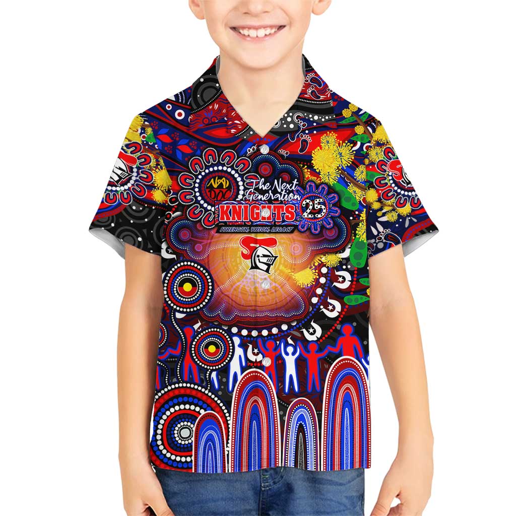 Personalised NAIDOC Week 2025 Knights Rugby Family Matching Long Sleeve Bodycon Dress and Hawaiian Shirt Aboriginal Dot Painting