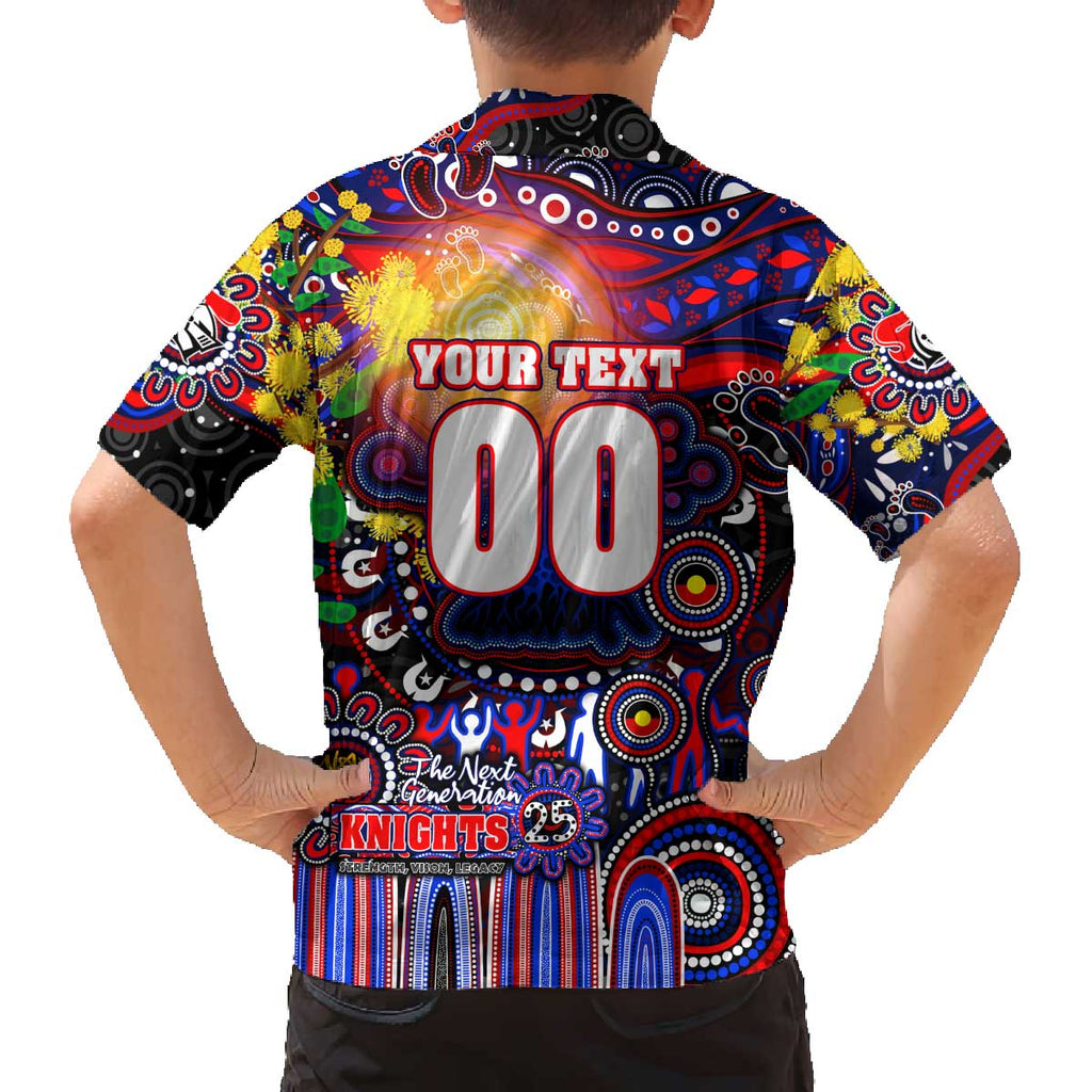 Personalised NAIDOC Week 2025 Knights Rugby Family Matching Off The Shoulder Long Sleeve Dress and Hawaiian Shirt Aboriginal Dot Painting