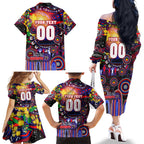 Personalised NAIDOC Week 2025 Knights Rugby Family Matching Off The Shoulder Long Sleeve Dress and Hawaiian Shirt Aboriginal Dot Painting