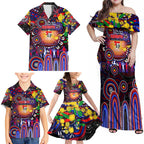 Personalised NAIDOC Week 2025 Knights Rugby Family Matching Off Shoulder Maxi Dress and Hawaiian Shirt Aboriginal Dot Painting