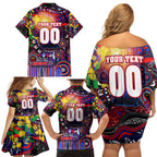 Personalised NAIDOC Week 2025 Knights Rugby Family Matching Off Shoulder Short Dress and Hawaiian Shirt Aboriginal Dot Painting