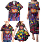 Personalised NAIDOC Week 2025 Knights Rugby Family Matching Puletasi and Hawaiian Shirt Aboriginal Dot Painting