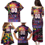 Personalised NAIDOC Week 2025 Knights Rugby Family Matching Puletasi and Hawaiian Shirt Aboriginal Dot Painting