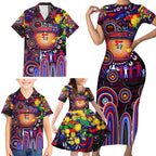 Personalised NAIDOC Week 2025 Knights Rugby Family Matching Short Sleeve Bodycon Dress and Hawaiian Shirt Aboriginal Dot Painting