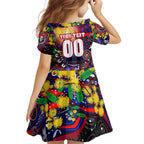 Personalised NAIDOC Week 2025 Knights Rugby Family Matching Short Sleeve Bodycon Dress and Hawaiian Shirt Aboriginal Dot Painting