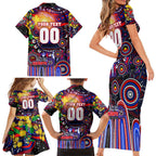 Personalised NAIDOC Week 2025 Knights Rugby Family Matching Short Sleeve Bodycon Dress and Hawaiian Shirt Aboriginal Dot Painting