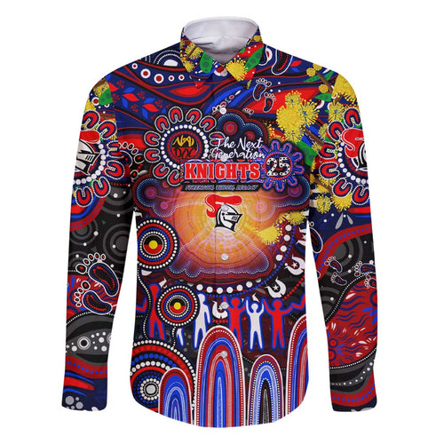 Personalised NAIDOC Week 2025 Knights Rugby Family Matching Short Sleeve Bodycon Dress and Hawaiian Shirt Aboriginal Dot Painting