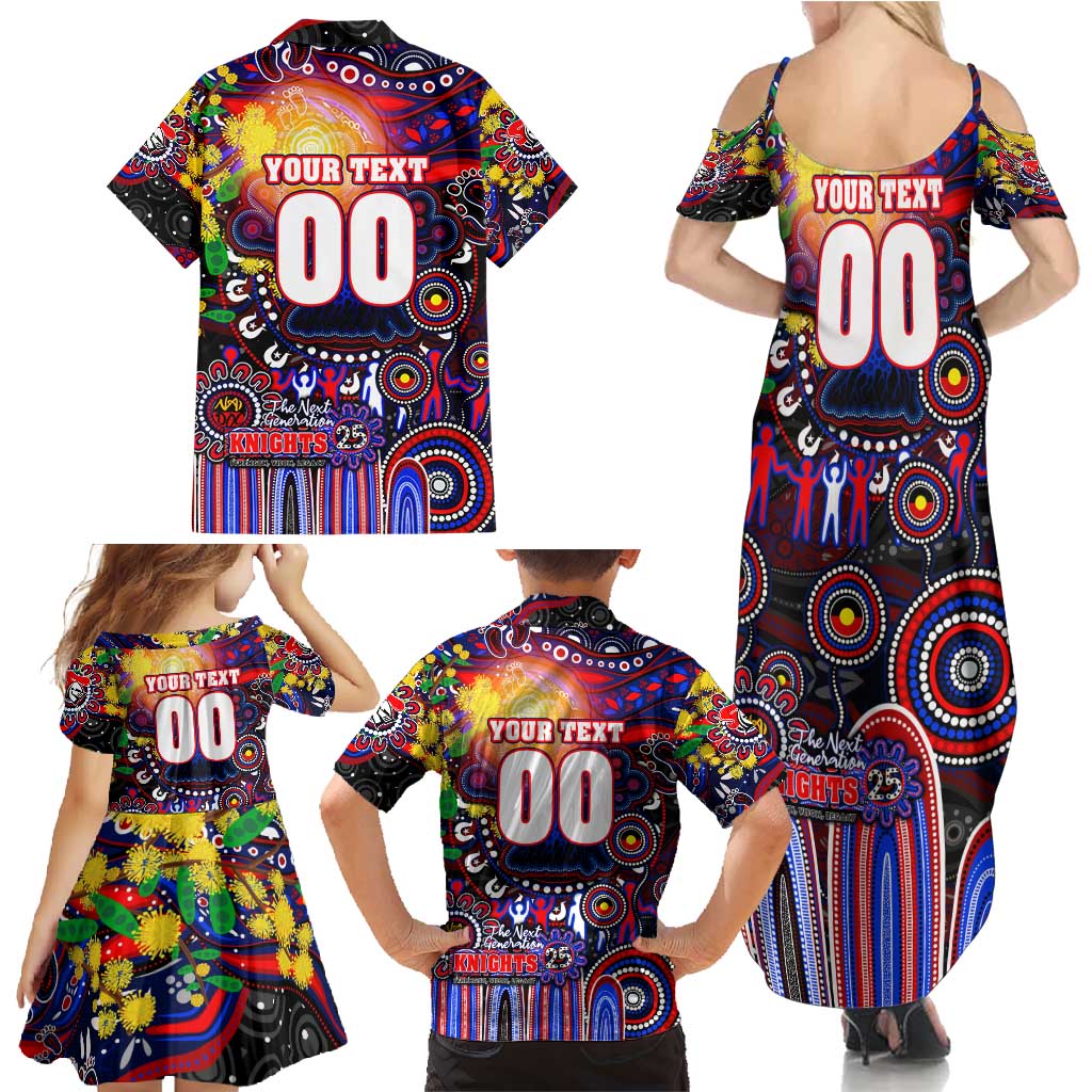 Personalised NAIDOC Week 2025 Knights Rugby Family Matching Summer Maxi Dress and Hawaiian Shirt Aboriginal Dot Painting