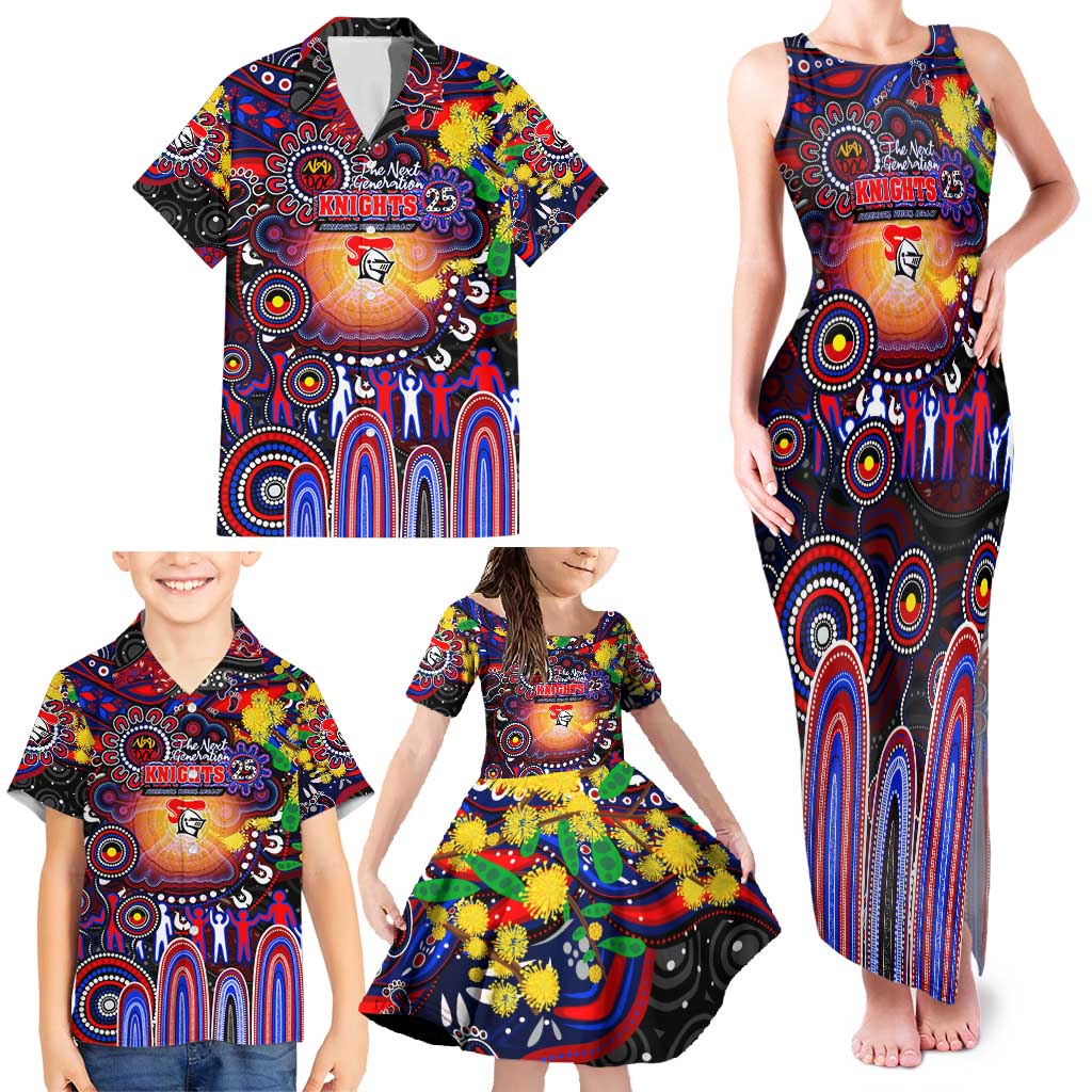 Personalised NAIDOC Week 2025 Knights Rugby Family Matching Tank Maxi Dress and Hawaiian Shirt Aboriginal Dot Painting