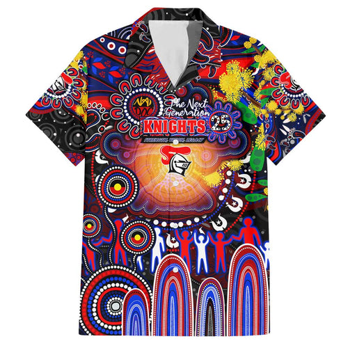 Personalised NAIDOC Week 2025 Knights Rugby Hawaiian Shirt Aboriginal Dot Painting