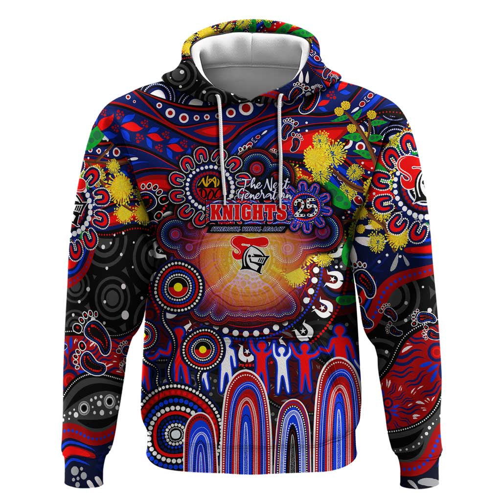 Personalised NAIDOC Week 2025 Knights Rugby Hoodie Aboriginal Dot Painting