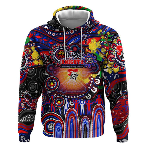 Personalised NAIDOC Week 2025 Knights Rugby Hoodie Aboriginal Dot Painting