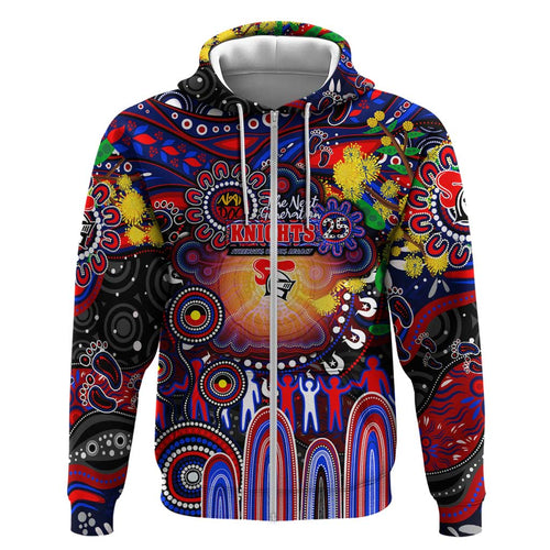 Personalised NAIDOC Week 2025 Knights Rugby Hoodie Aboriginal Dot Painting