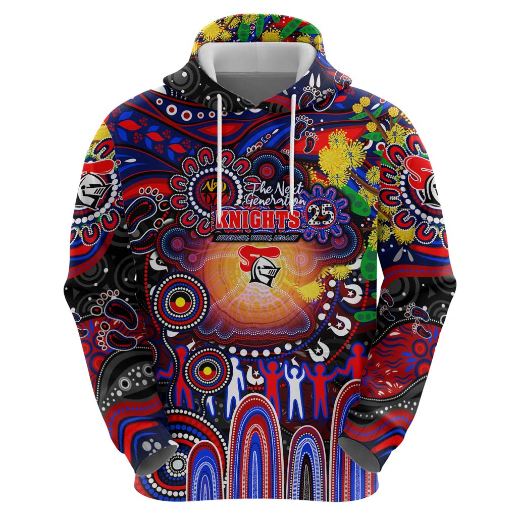 Personalised NAIDOC Week 2025 Knights Rugby Hoodie Aboriginal Dot Painting