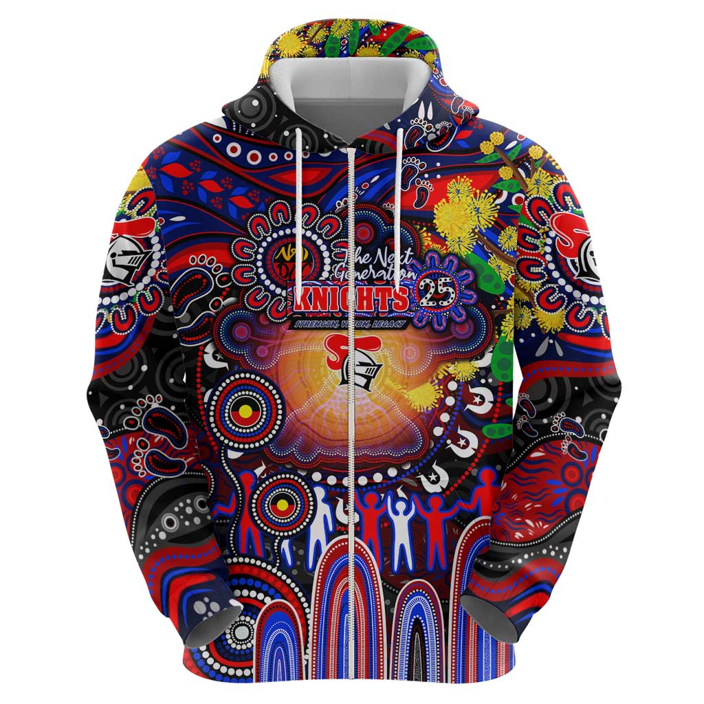 Personalised NAIDOC Week 2025 Knights Rugby Hoodie Aboriginal Dot Painting