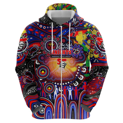 Personalised NAIDOC Week 2025 Knights Rugby Hoodie Aboriginal Dot Painting
