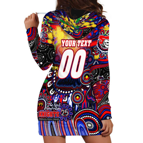 Personalised NAIDOC Week 2025 Knights Rugby Hoodie Dress Aboriginal Dot Painting