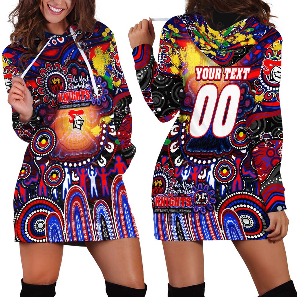 Personalised NAIDOC Week 2025 Knights Rugby Hoodie Dress Aboriginal Dot Painting